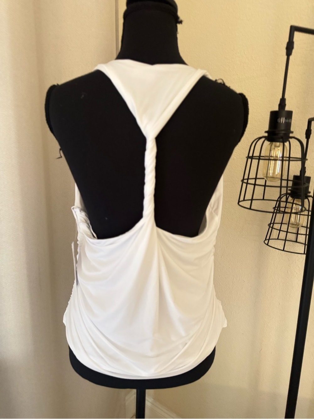 NWT Abercrombie & Fitch White Knot Halter Tank Top Open Back XL - Picture 6 of 8